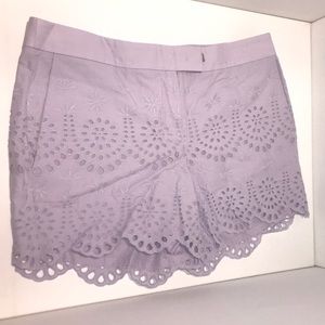 Ann Taylor Lavender Embroidered Dress Shorts